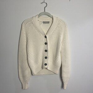 Everlane The Texture Cardigan Ivory Cream White Cotton Thick cotton 5 button XS